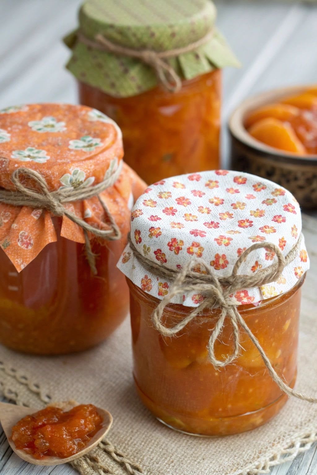 Bocaux de confiture d'abricot